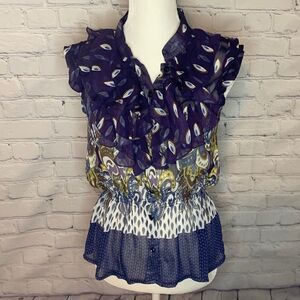 Romeo & Juliet Couture peacock ruffled peplum top